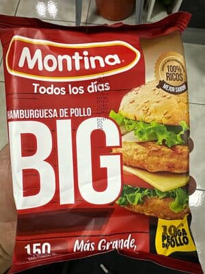 HAMBURGUESA DE POLLO BIG MONTINA 150G