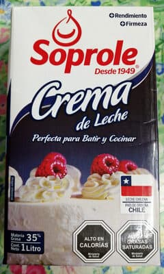 CREMA DE LECHE SOPROLE 1 LITRO
