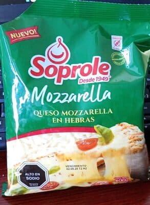 QUESO MOZZARELLA EN HEBRAS 400 GR SOPROL